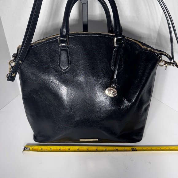 Brahmin Duxbury Satchel Black Charleston Leather Zip Top handle crossbody - Picture 5 of 14